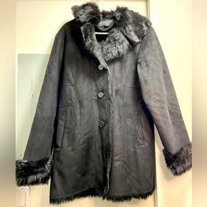Faux Fur Suede Long Coat
